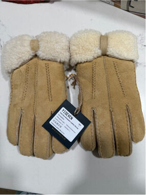 NEW Leather Twin face Sheepskin Merino Wool Shearling Leather Gloves L